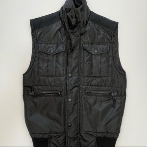 Black Puffer Vest Zipper Snap Button Express Small